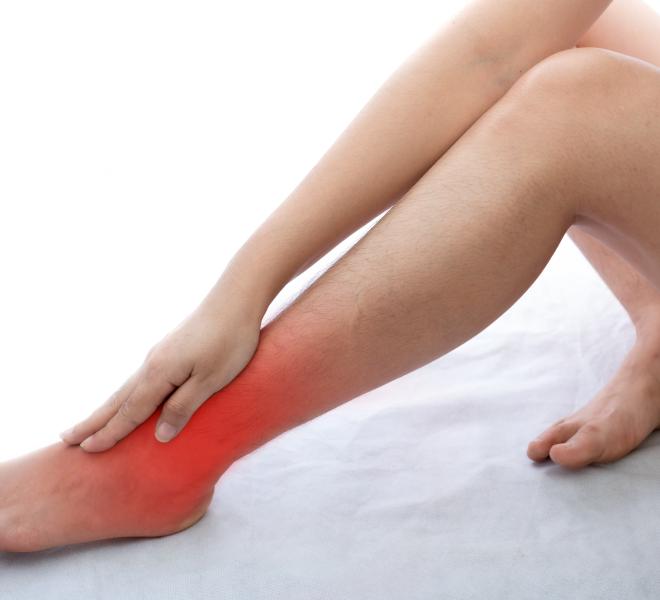 woman with outside ankle pain